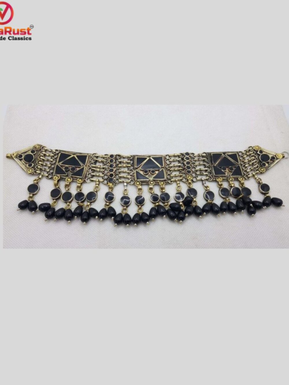 Afghan Choker Necklace With Dangling Beads, Afghan Kuchi Glass Stones Necklace,